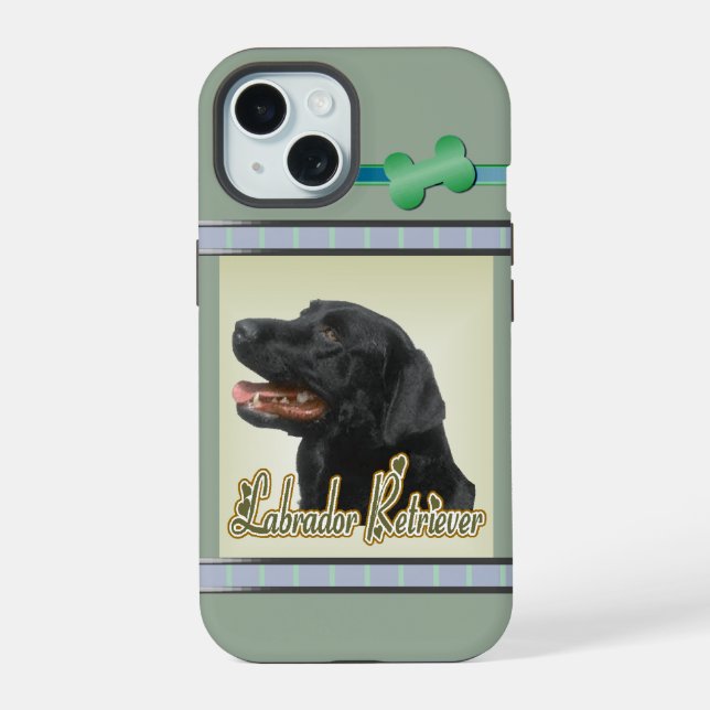 Cute Modern Black Lab Dog Art iPhone 15 Case (Back)