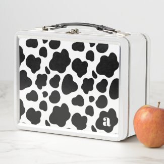 Cute Modern Black & White Cow Pattern Monogrammed 