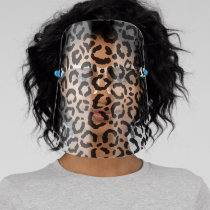 Cute Modern Black White Leopard Cheetah Safety Face Shield