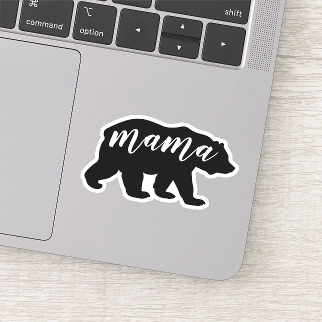 Cute Modern Black & White Mama Bear Sticker (Detail)