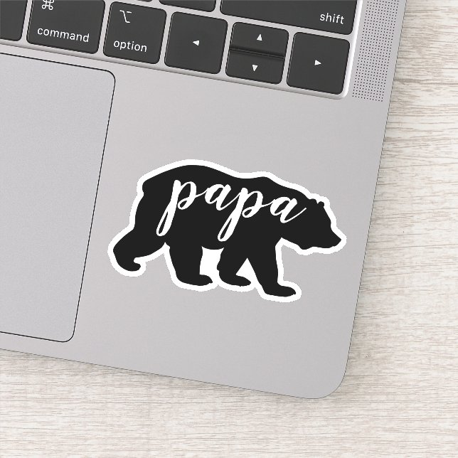 Cute Modern Black & White Papa Bear Sticker (Detail)