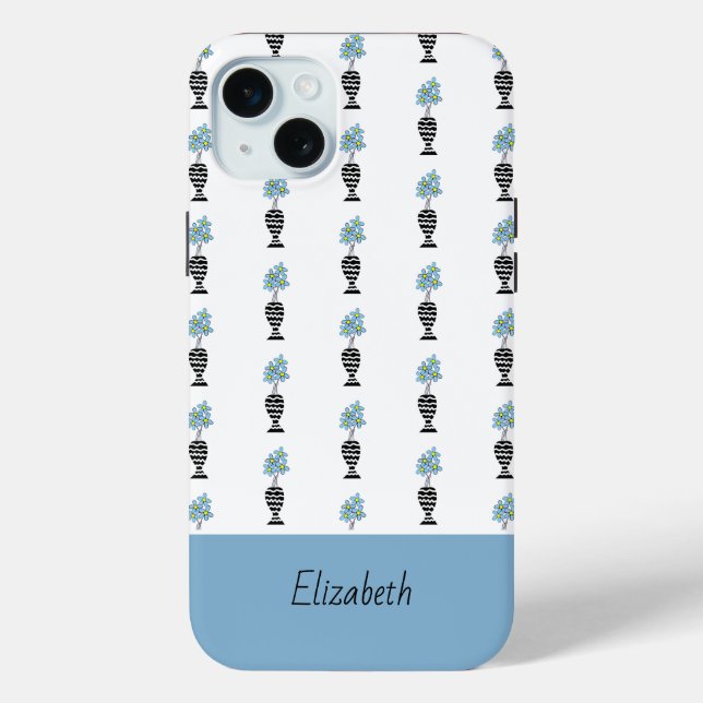 Cute, modern, blue and yellow floral Pattern Case-Mate iPhone Case (Back)