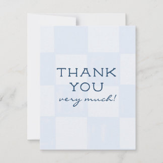 Cute Modern Blue Checkered Baby Shower Thank You Card