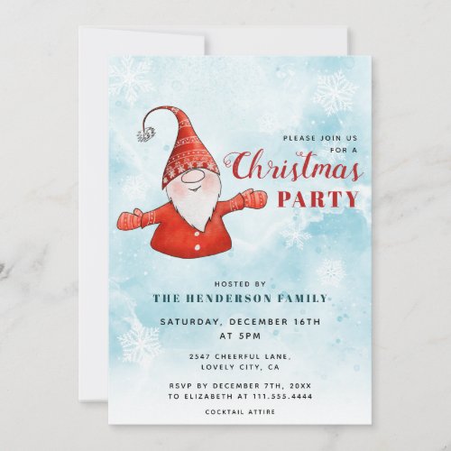 Cute Modern Blue Christmas Party Invitation