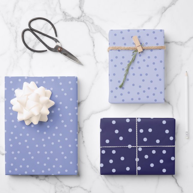 Cute Modern Blue Dots Pattern  Wrapping Paper Sheets (Front)