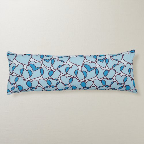 Cute Modern Blue Hearts pattern Body Pillow