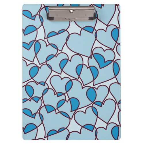 Cute Modern Blue Hearts pattern Clipboard