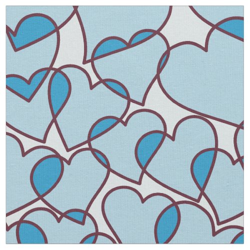 Cute Modern Blue Hearts pattern Fabric