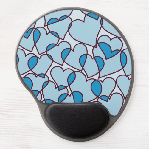 Cute Modern Blue Hearts pattern Gel Mouse Pad