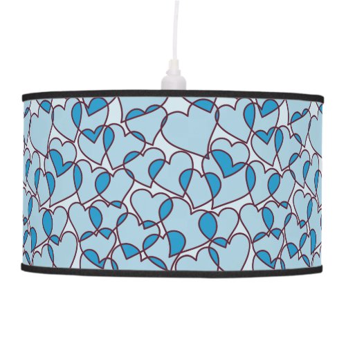 Cute Modern Blue Hearts pattern Hanging Lamp