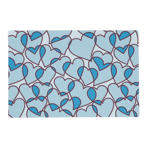 Cute Modern Blue Hearts pattern Placemat