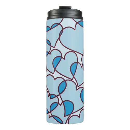 Cute Modern Blue Hearts pattern Thermal Tumbler