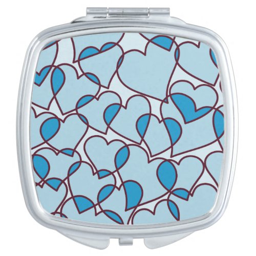 Cute Modern Blue Hearts pattern Vanity Mirror