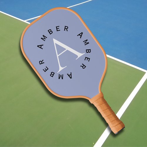 Cute Modern Blue Monogram Name  Initial Pickleball Paddle