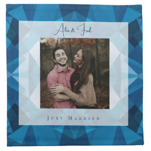 Cute Modern Blue Wedding Reception Napkin