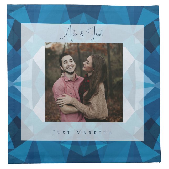 Cute Modern Blue Wedding Reception Napkin (Front)
