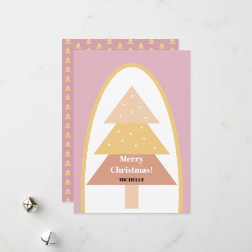 Cute Modern Blush Holiday Tree  Card
