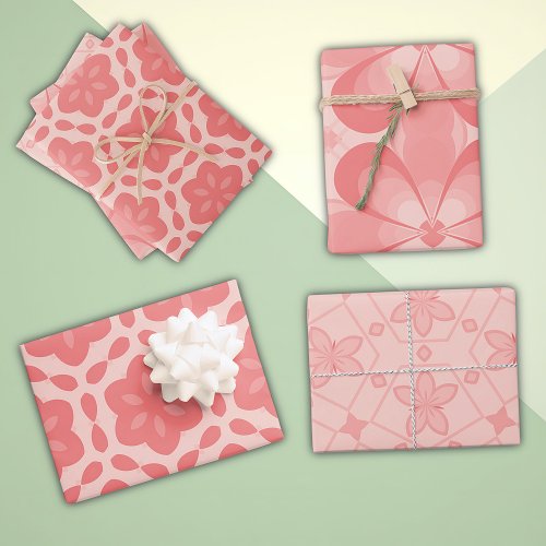 Cute Modern Blush Pink Pattern Wrapping Paper Sheets