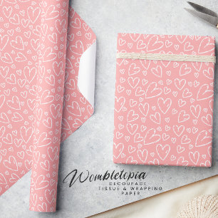Cute Modern Blush Pink White Heart Wrapping Paper