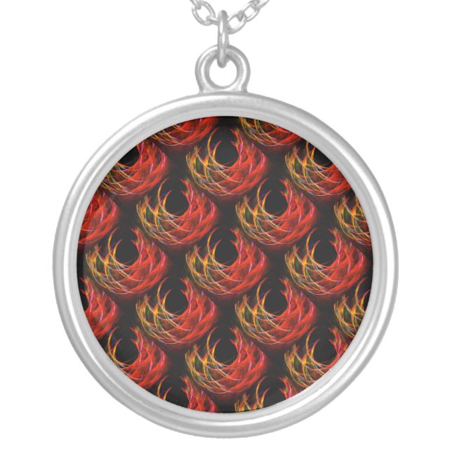Cute Modern Boho Elegant Abstract Art Pattern #503 Silver Plated Necklace (Front)