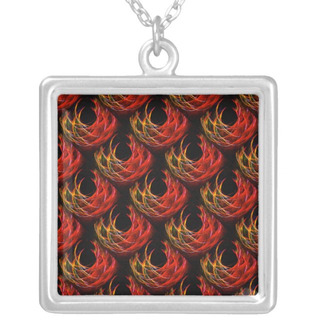 Cute Modern Boho Elegant Abstract Art Pattern #503 Silver Plated Necklace (Front)