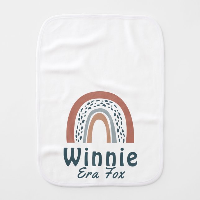 Cute Modern Boho Neutral Rainbow  Baby Burp Cloth (Front)