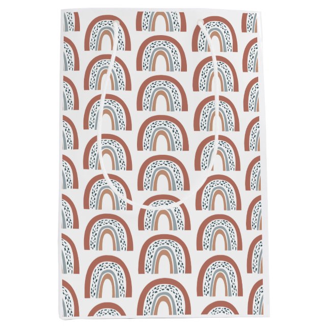Cute Modern Boho Neutral Rainbow Medium Gift Bag (Front)