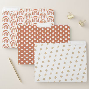 Cute Modern Boho Rainbow Hearts Polka Dots File Fo Folder