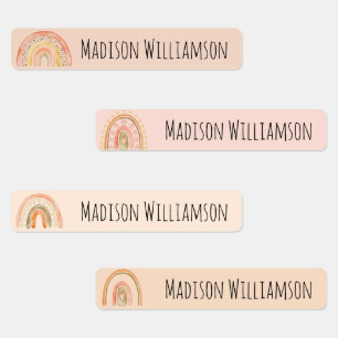 Cute Modern Boho Rainbows Earty Tones Name Kids' Labels