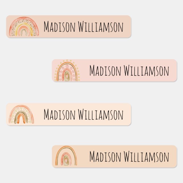 Cute Modern Boho Rainbows Earty Tones Name  Kids' Labels (Group)