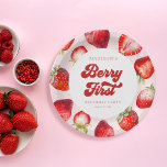 Cute Modern Boho Strawberry Berry 1st Birthday  Paper Plates<br><div class="desc">Cute Modern Boho Strawberry Berry 1st Birthday Paper Plates</div>