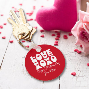 Cute Modern Bold Red Valentine's Day Love XOXO Keychain