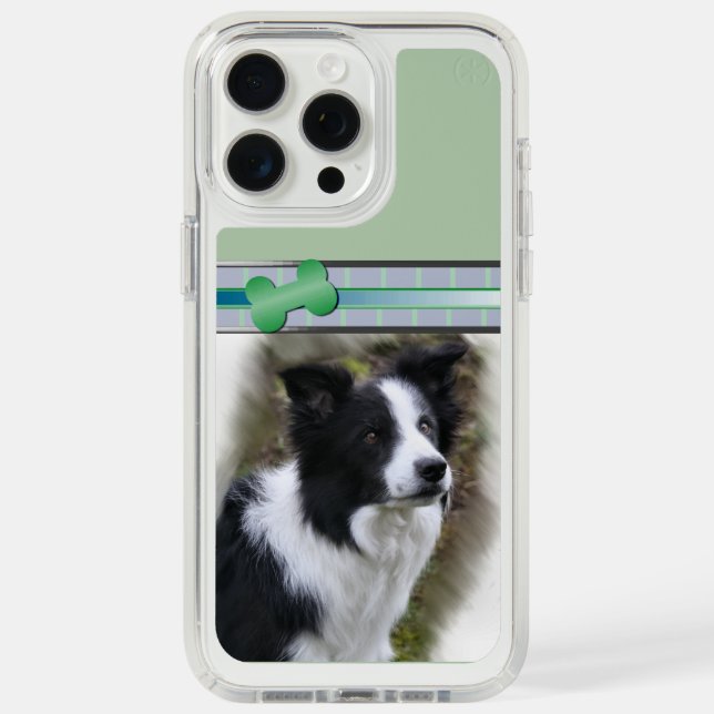 Cute Modern Border Collie Dog Art Speck iPhone Case (Front (White Titanium))