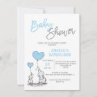 Cute Modern BOY Blue Mommy Elephant & Baby Shower