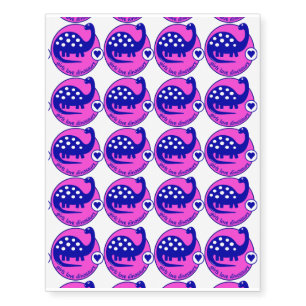 CUTE MODERN BRIGHT GIRLS PINK BLUE DINOSAUR DINO TEMPORARY TATTOOS