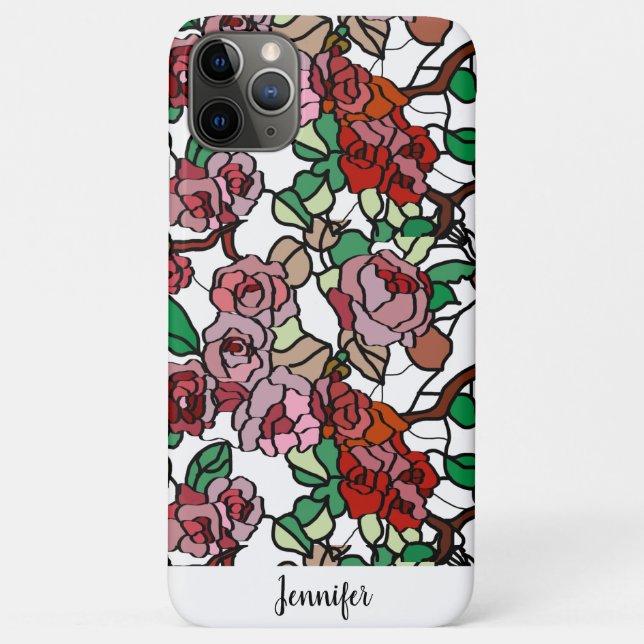 Cute Modern Bright Red Flowers Case-Mate iPhone Case (Back)