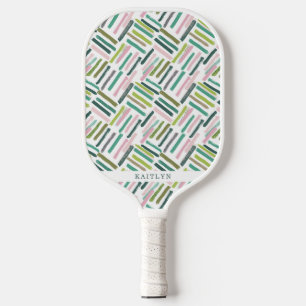 Cute Modern Brush Strokes Pattern Pickleball Paddle