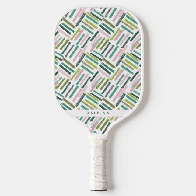 Cute Modern Brush Strokes Pattern Pickleball Paddle (Front)