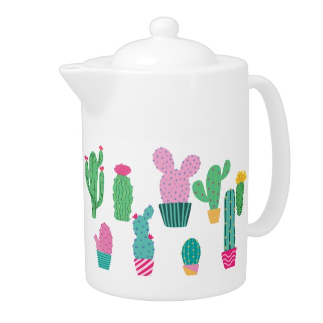 Cute Modern Cactus Illustrations Teapot (Right)