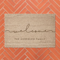 Cute modern calligraphy Welcome Coir
