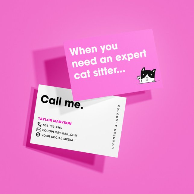 Cute Modern Cat Sitter Pet Business Card (Creator Uploaded)
