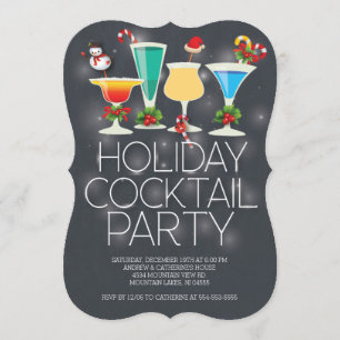 Cute Modern Chalkboard Holiday Cocktail Party Invitation