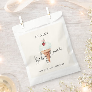 Cute Modern Cherry Scoop Ice Cream Baby Shower Favor Bag