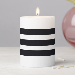 Cute Modern Chic Elegant Black & White Striped Pillar Candle