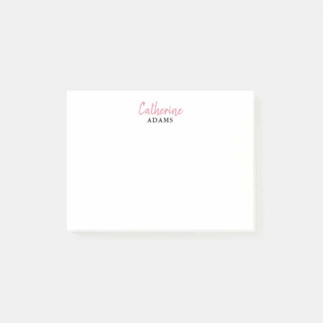Cute Modern Chic Feminine Casual Girly Pink Script Post-it Notes (Front)