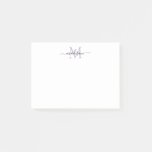 Cute Modern Chic Girly Script Monogram Purple Post_it Notes