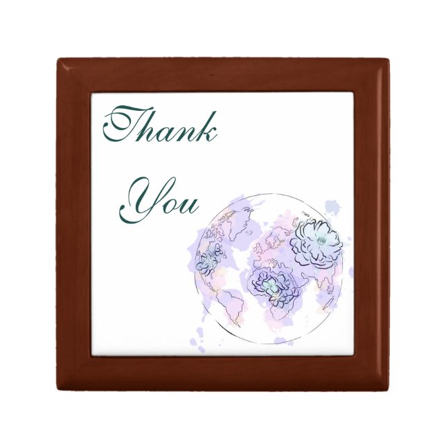 Cute Modern Chic Greenery Watercolor Pink Thank Gift Box (Front)