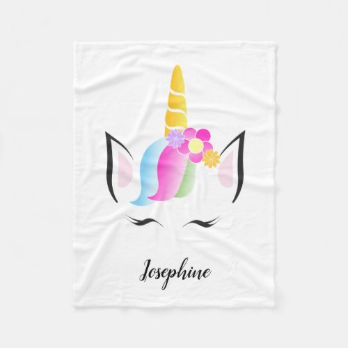 Cute Modern Chic personalized unicorn baby Fleece Blanket