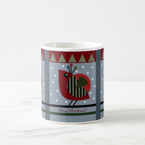 Cute modern christmas bird  custom text magic mug