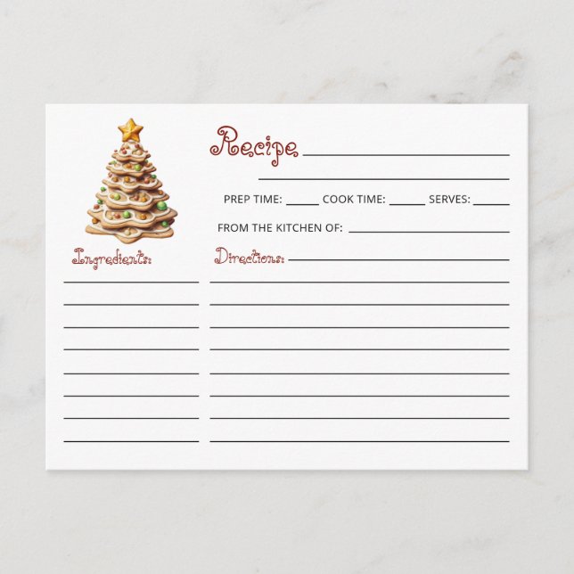 Cute Modern Christmas Cookie Exchange Recipe  Postcard (Front)